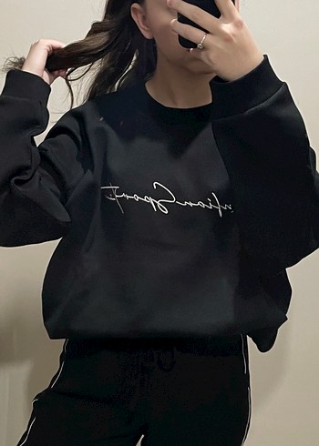 Siyah Baskılı Kadın Sweatshirt - Görsel 2