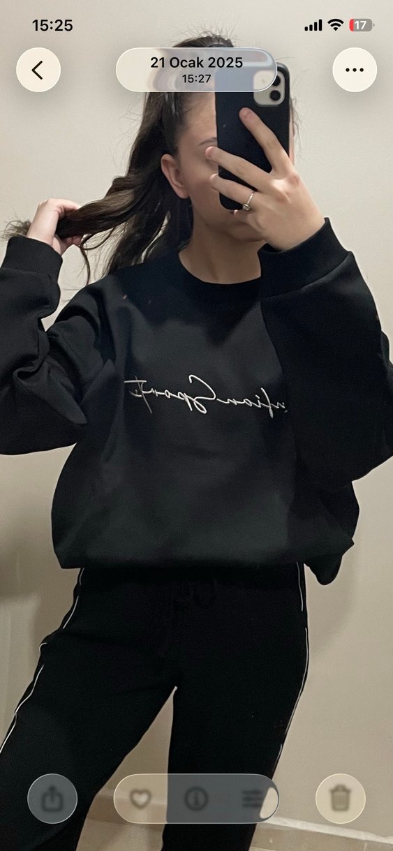 Siyah Baskılı Kadın Sweatshirt - Görsel 2