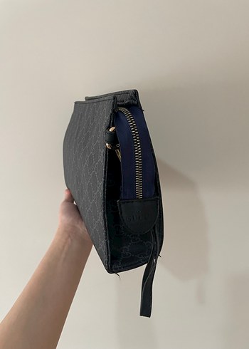 Gri Baskılı Fermuarlı Kadın Portföy Çanta - Görsel 2