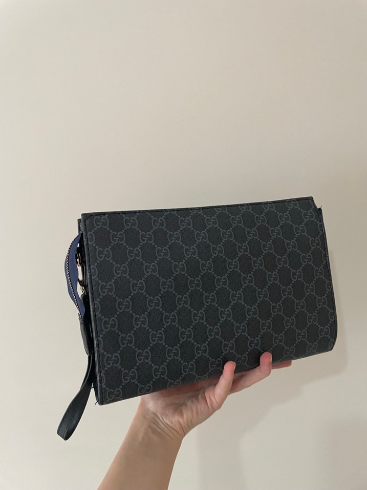 Gri Baskılı Fermuarlı Kadın Portföy Çanta - Görsel 3