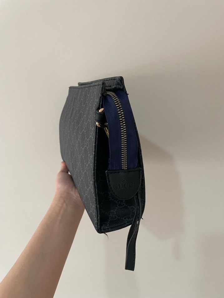 Gri Baskılı Fermuarlı Kadın Portföy Çanta - Görsel 2