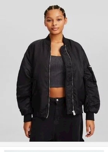 Siyah bomber Kadın Rahat Kesim Ceket - Görsel 2