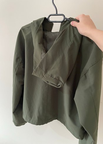 Kapüşonlu Kadın Haki Ceket - Görsel 2