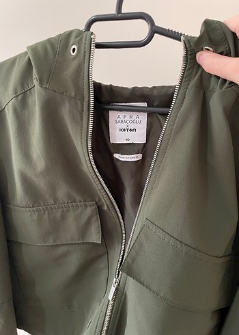 Kapüşonlu Kadın Haki Ceket - Görsel 3