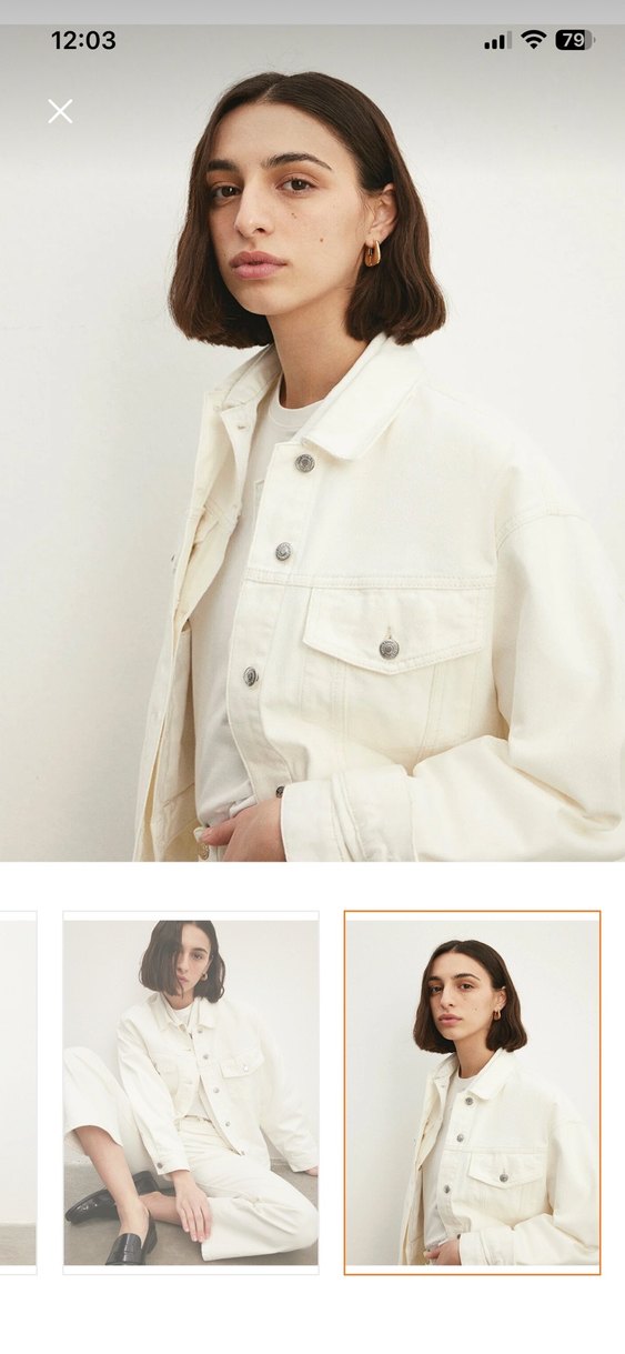 Beyaz Kadın Denim Ceket Rahat Kesim - Görsel 3