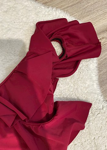 Bordo Fırfırlı Midi Mayo - Görsel 4