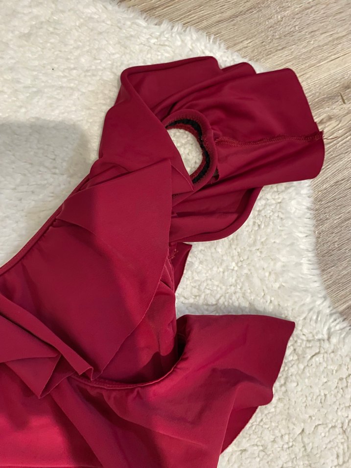 Bordo Fırfırlı Midi Mayo - Görsel 4