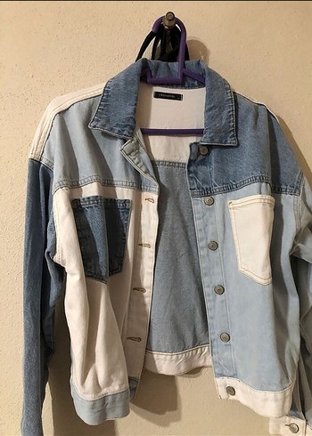 Kadın Pastel Mavi Düğmeli Denim Ceket