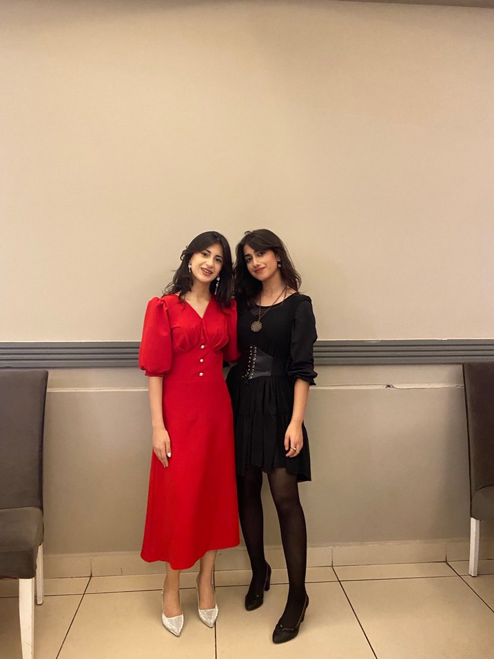 Kırmızı V Yaka Midi Elbise - Görsel 3