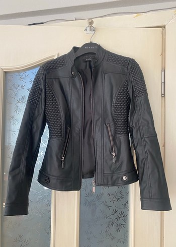 Siyah Deri Biker Ceket - Görsel 2