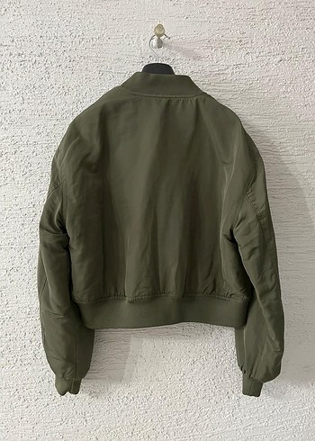 Kadın Haki Fermuarlı Midi Ceket - Görsel 2