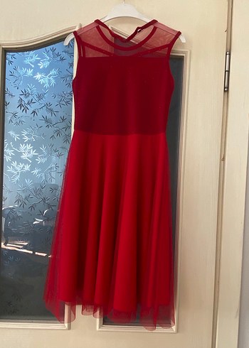 Kırmızı Parlak Abiye Çocuk Elbise - Görsel 4