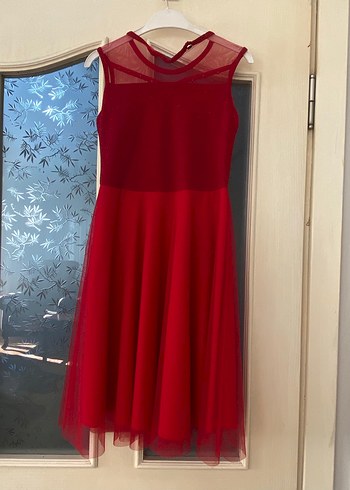 Kırmızı Parlak Abiye Çocuk Elbise - Görsel 3
