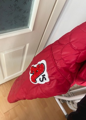 Kız Çocuk Kırmızı Fermuarlı Mont - Görsel 5