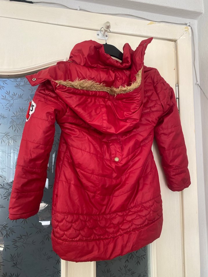 Kız Çocuk Kırmızı Fermuarlı Mont - Görsel 3