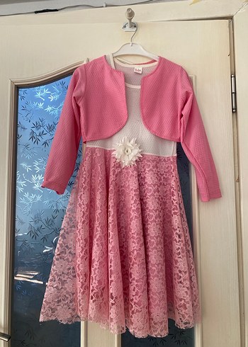 Kız Çocuk Pembe Dantel Elbise - Görsel 3