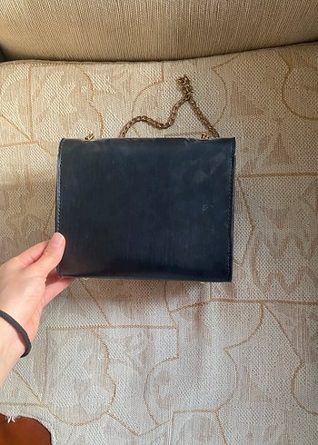 Zincir Detaylı Siyah Deri Kadın Çanta - Görsel 5