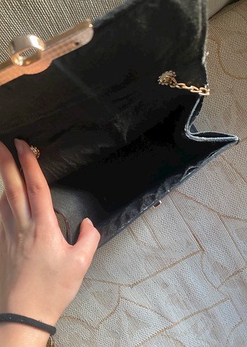 Zincir Detaylı Siyah Deri Kadın Çanta - Görsel 4