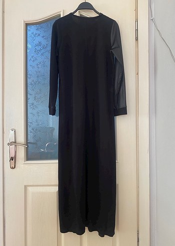 Siyah Uzun Kollu Uzun Siyah Elbise - Görsel 5