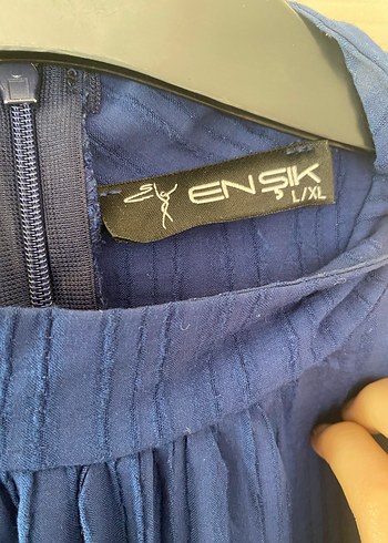 Lacivert Pilili Uzun Elbise - Görsel 7