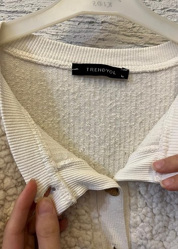 Düğmeli Beyaz Kadın Polar Ceket - Görsel 3