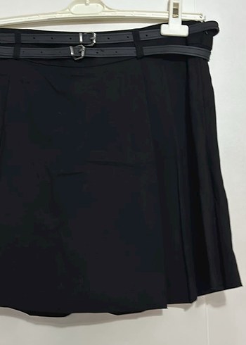 Diğer Kemerli Siyah Mini Goth Etek