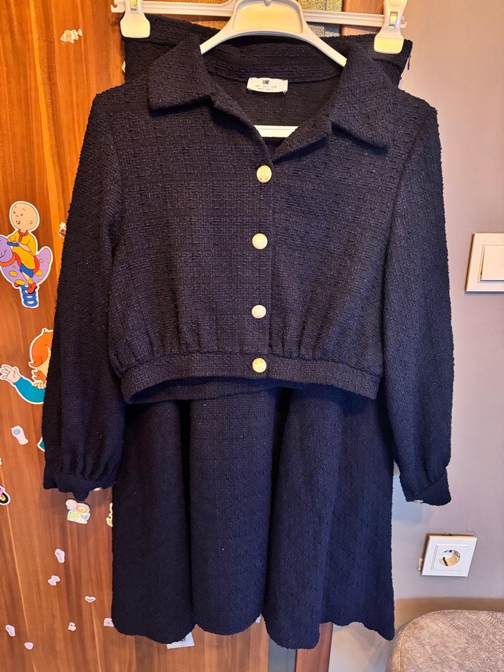 Düğmeli Lacivert etekli takım - Görsel 2