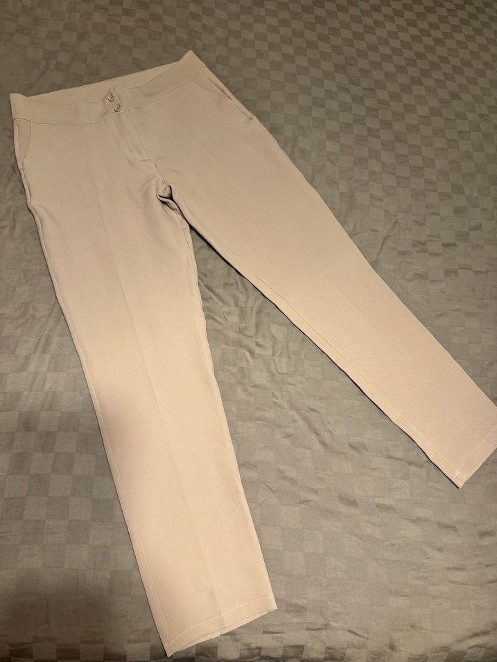 Bej Midi Kadın Kumaş Pantolon - Görsel 2