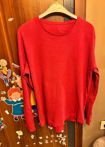 Kırmızı Erkek Bisiklet Yaka Uzun Kollu Kazak - Görsel 3