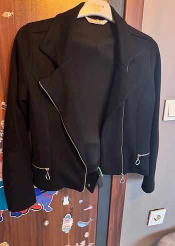 Siyah  Fermuarlı Kadın Ceket - Görsel 2