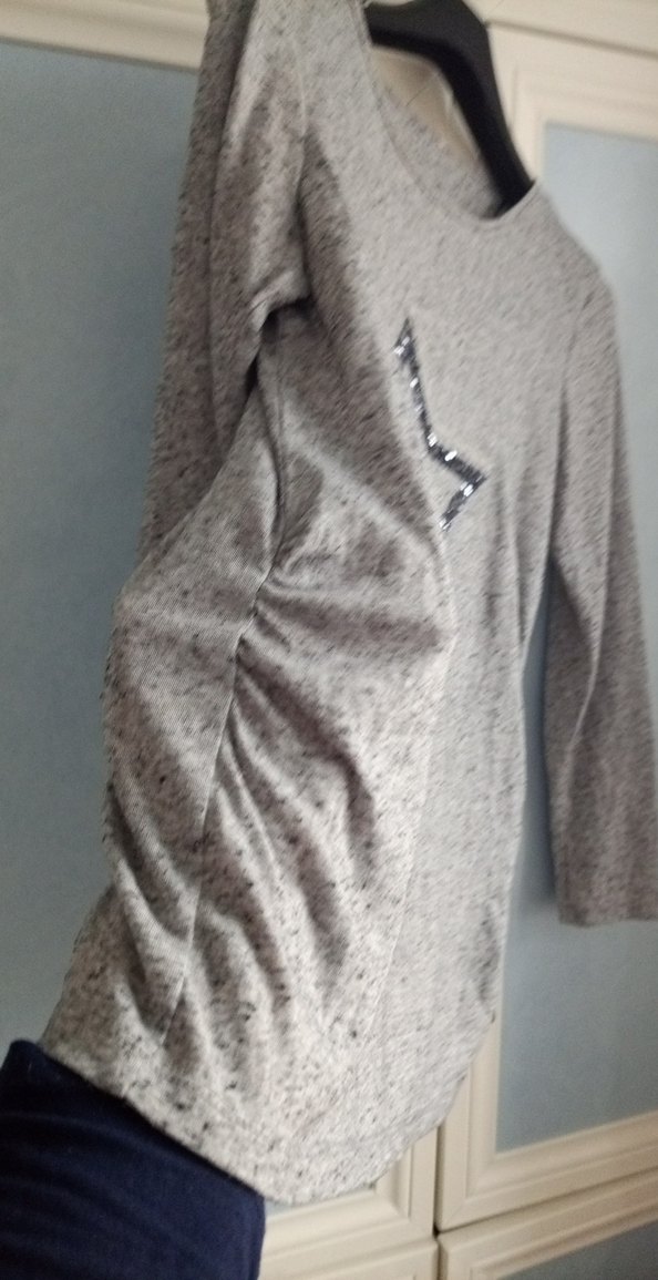 Gri Uzun Kollu Triko Tişört - Görsel 2