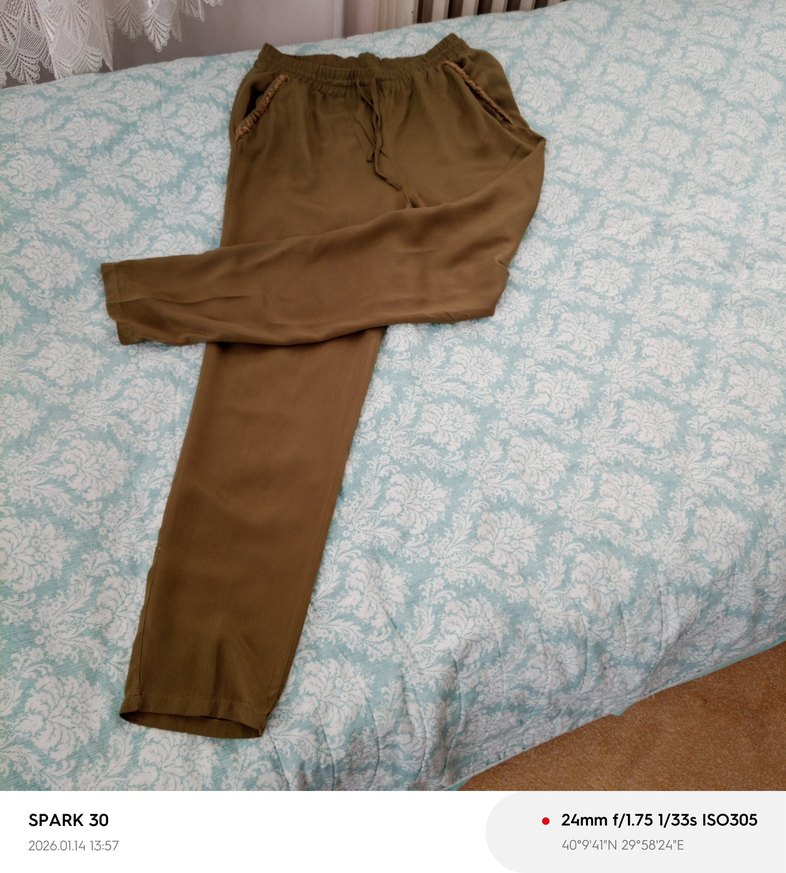 Bej Kadın Salaş Midi Pantolon - Görsel 2