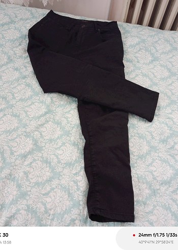 Gri Siyah Midi Kadın Kot Pantolon - Görsel 2