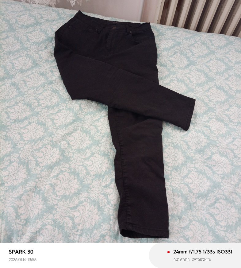 Gri Siyah Midi Kadın Kot Pantolon - Görsel 2