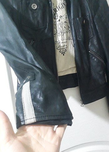 La Petite Francaise Siyah Deri Kadın Biker Ceket