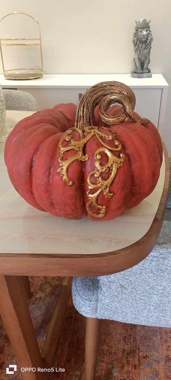 Koyu Kırmızı Dekoratif Kabak Figürü - Görsel 2