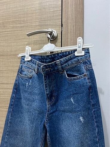 Kot rengi yüksek bel mom jean