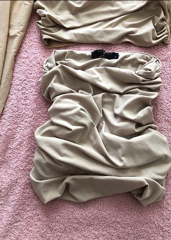 Bej Drapeli Mini Abiye ikili takım - Görsel 3