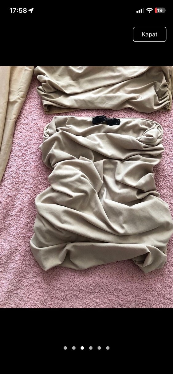 Bej Drapeli Mini Abiye ikili takım - Görsel 3