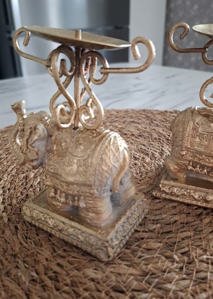 Gold fil şamdan mumluk - Görsel 3