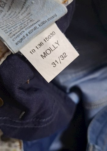 Düğmeli Parlak Mavi Kadın Kot Pantolon - Görsel 2