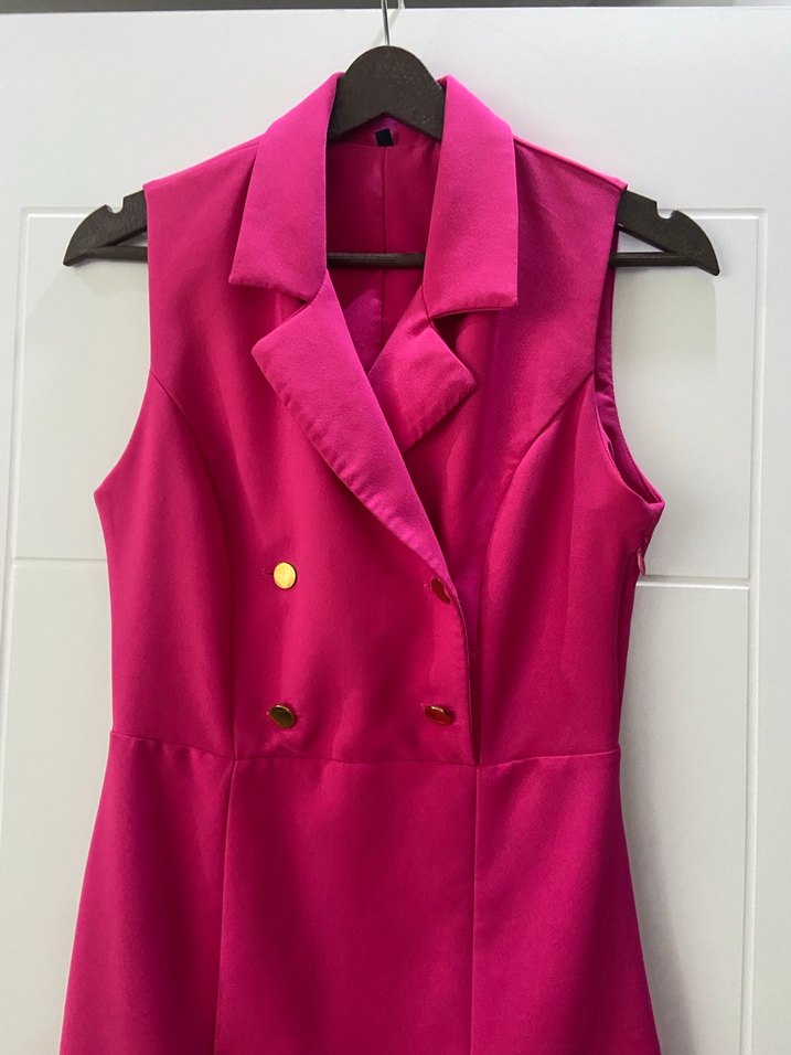 Pembe Düğmeli Midi  Elbise - Görsel 3