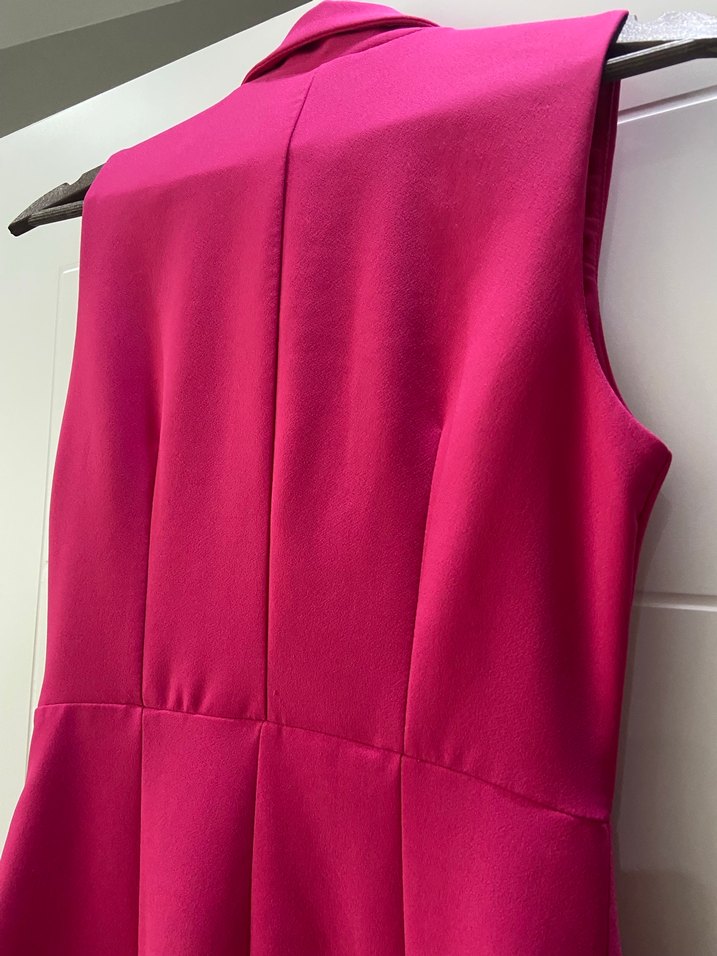 Pembe Düğmeli Midi  Elbise - Görsel 4