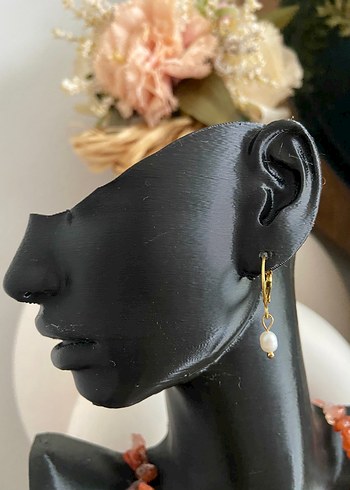 Altın Renk Mini İnci Küpe - Görsel 2