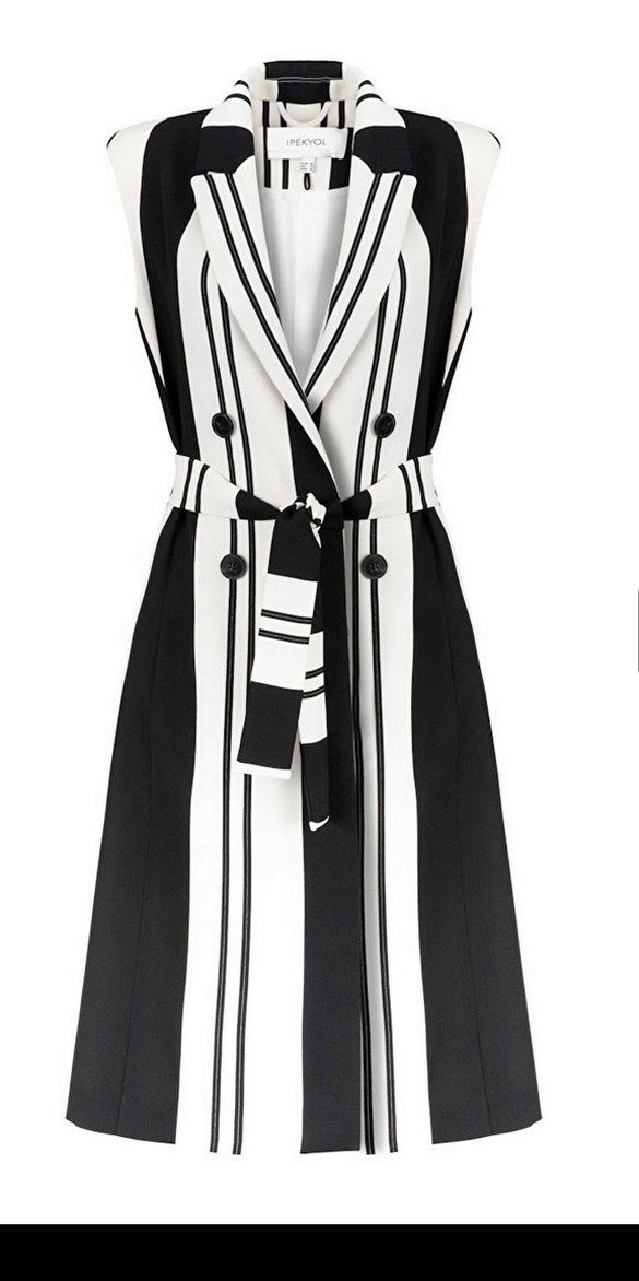 Uzun Çizgili V Yaka Kolsuz Kadın Yelek - Görsel 2