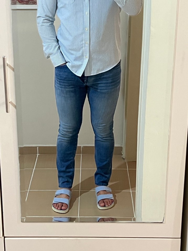 Mavi Düğmeli Denim erkek Gömlek - Görsel 5