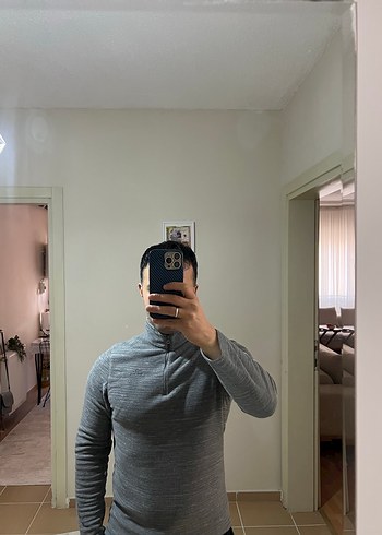 Erkek Gri Fermuarlı Boğazlı  polar - Görsel 4