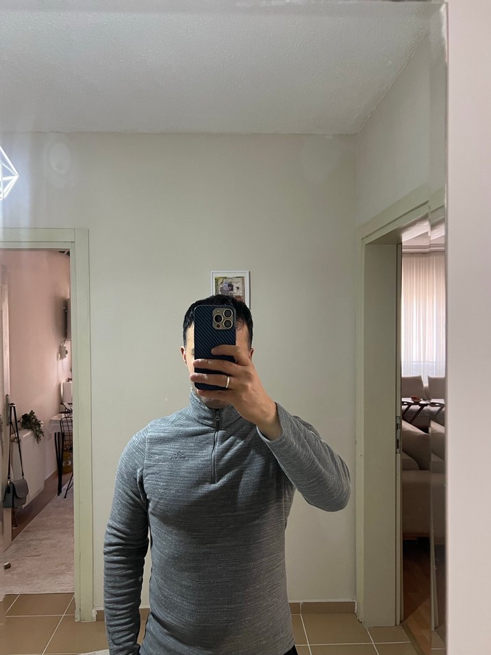 Erkek Gri Fermuarlı Boğazlı  polar - Görsel 4