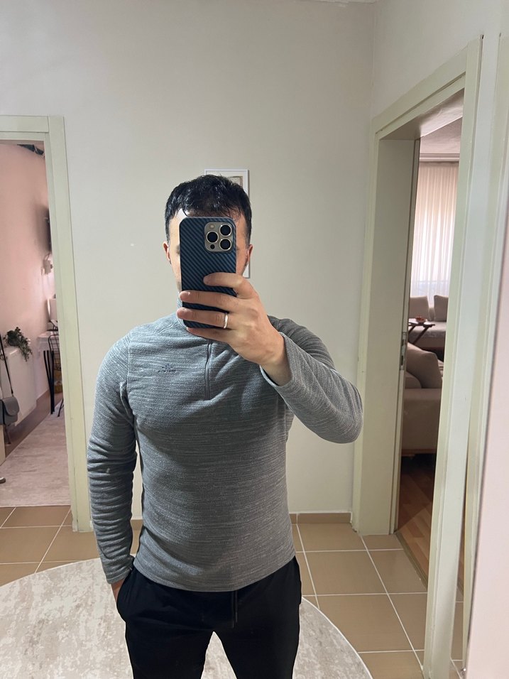 Erkek Gri Fermuarlı Boğazlı  polar - Görsel 5