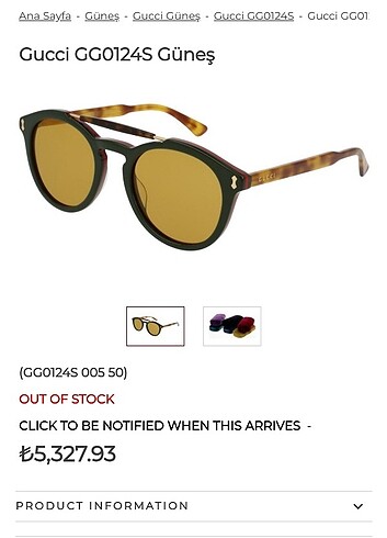 GUCCI unisex gözlük